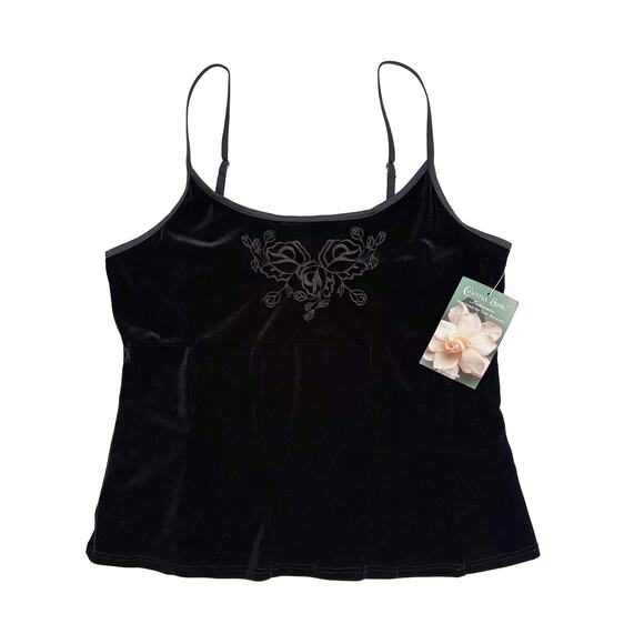 NWT Cinema Etoile Embroidered Velvet Cami Tank Top Witchy Whimsigoth Grunge | M - Picture 1 of 4